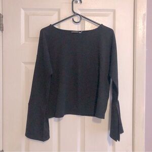 Natori Black Slit bell sleeves Pullover Long Sleeve Sweatshirt Size S fit S-M